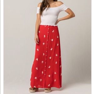 Sky & Sparrow Floral Button Front Maxi Skirt